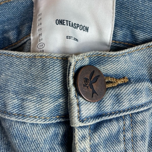 One Teaspoon Side Zipper Outlaw Denim Cutoff Shorts Raw Hem Blue Size 28 - Picture 6 of 12